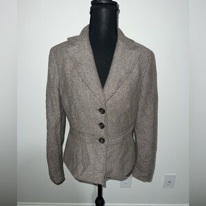 Ann Taylor Wool Blazer with Peplum Back Brown Size 6
